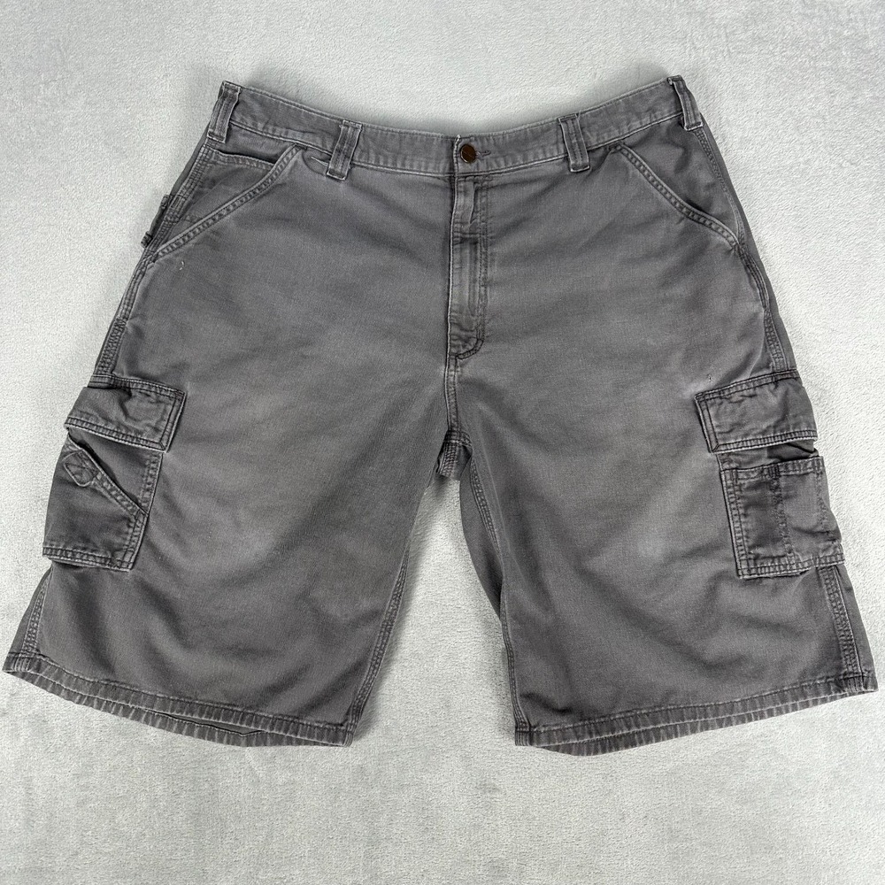 Carhartt Shorts Mens 40 Gray Canvas Cargo Relaxed Fit Utility Workwear